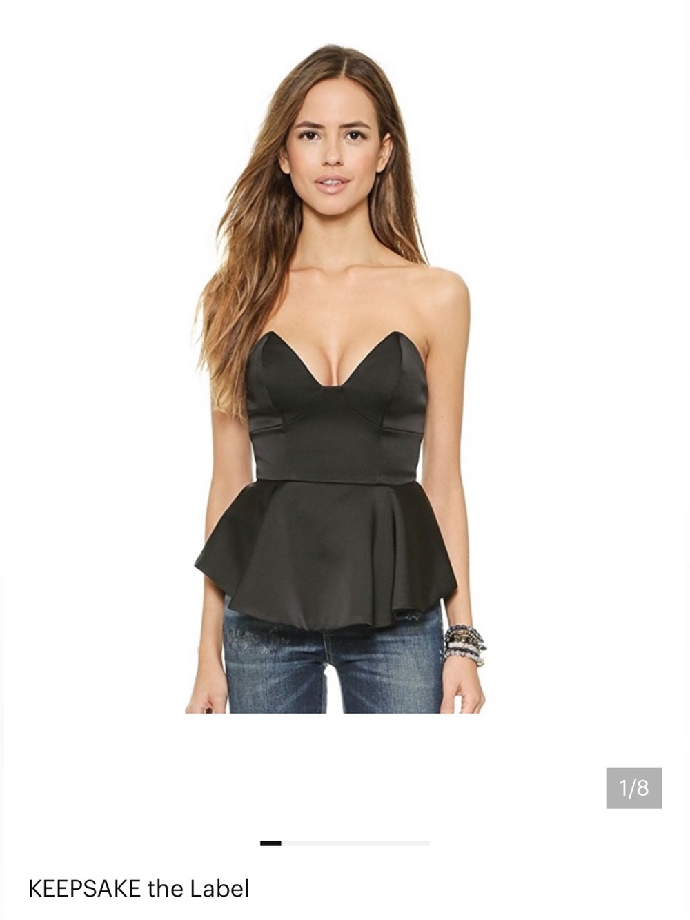 KEEPSAKE the Label Strapless Black Peplum Camisole